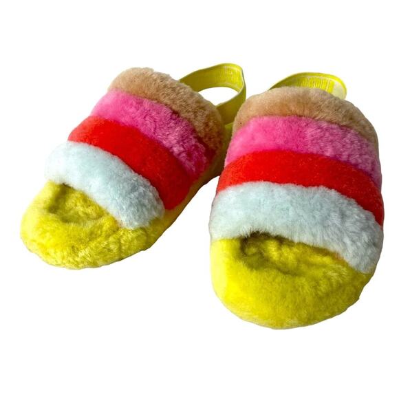 UGG Shoes - UGG FLUFF YEAH SLIDE in Pride Rainbow Yellow 7